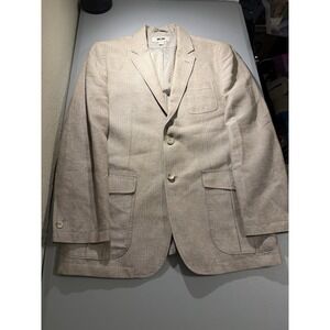 Joseph Abboud Linen Cotton Blazer Sport Coat Men's Medium Beige Herringbone